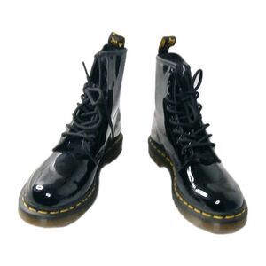 Dr Martens Black Patent Leather Combat Boots 11821 Womens Size 7